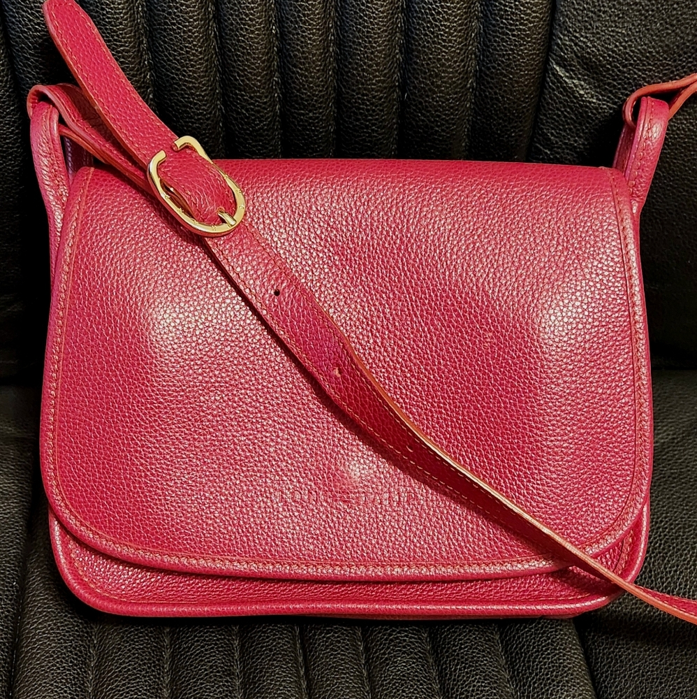 Longchamp Red Pebbled Leather Crossbody small